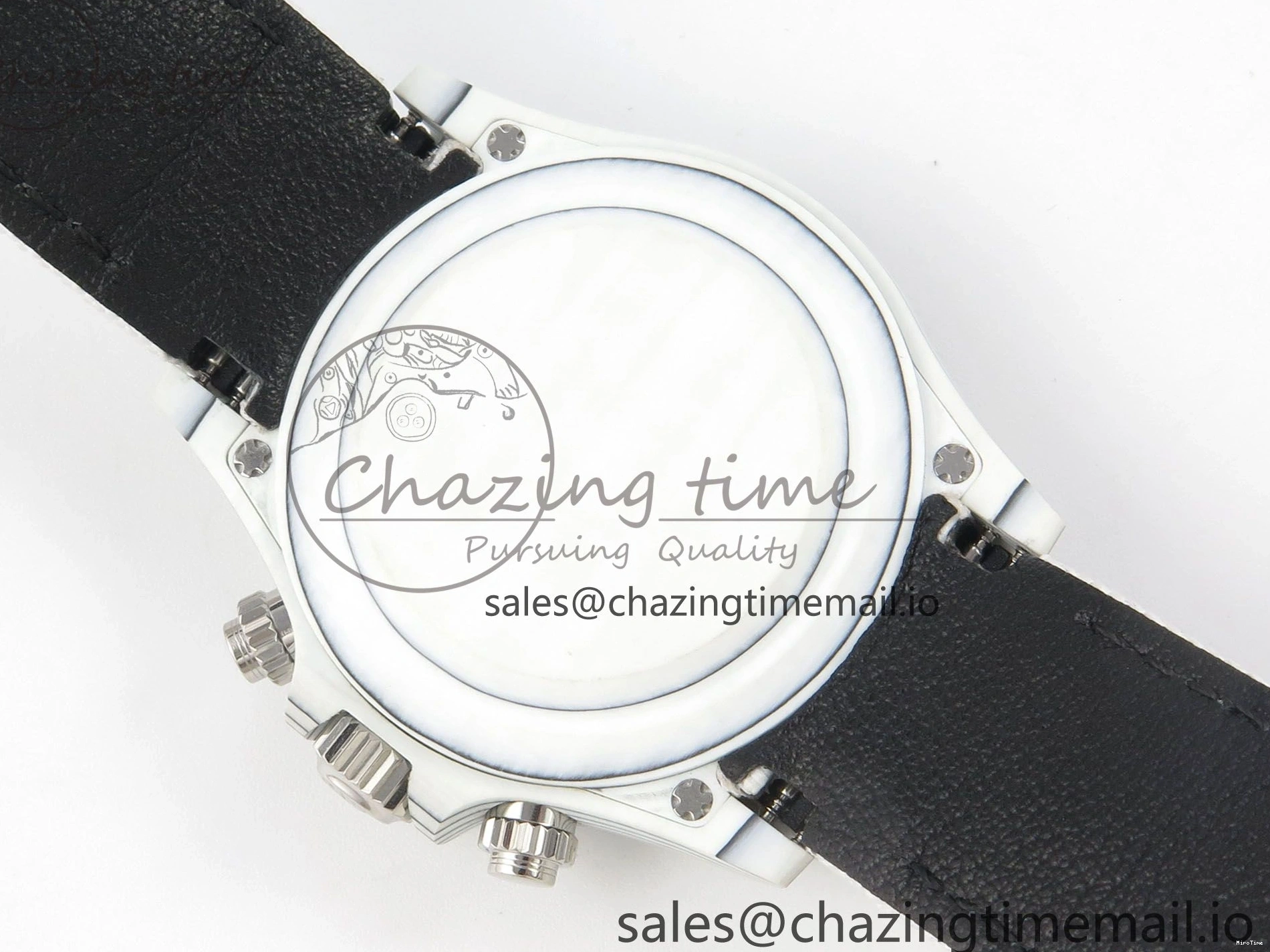 MiroTime 0110 Daytona Cosmograph White Carbon MPF Best Blaken Skeleton Dial on White Nylon Strap A FreshLook 314